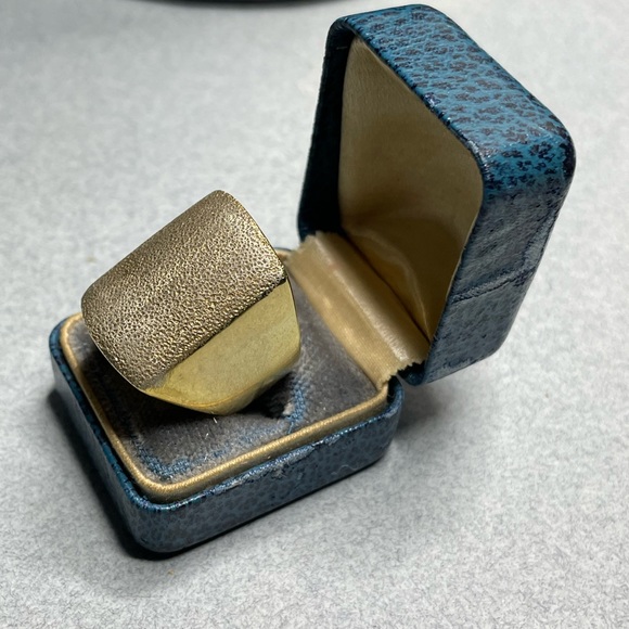 Itor Italy Sterling Silver 925 Vintage Wide Heavy Sz 7 Ring Gold Overlay. - Picture 1 of 12
